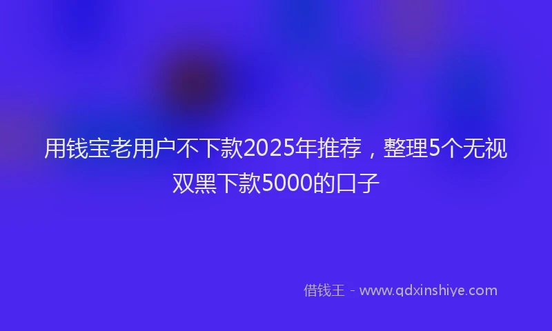 用钱宝老用户不下款2025年推荐，整理5个无视双黑下款5000的口子