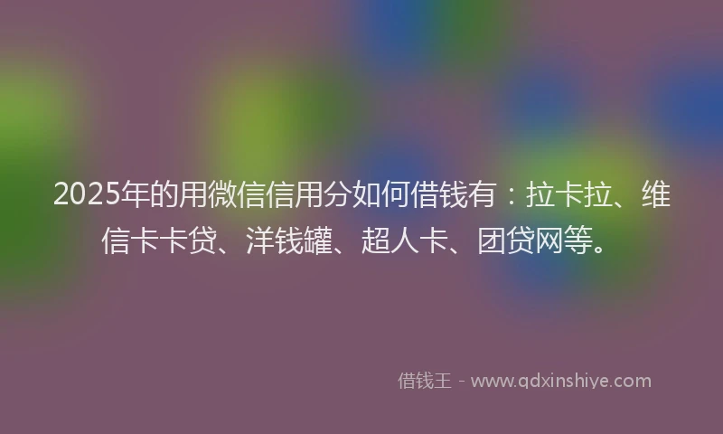 2025年的用微信信用分如何借钱有：拉卡拉、维信卡卡贷、洋钱罐、超人卡、团贷网等。