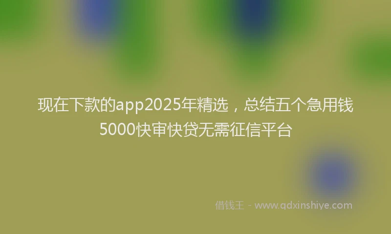 现在下款的app2025年精选，总结五个急用钱5000快审快贷无需征信平台