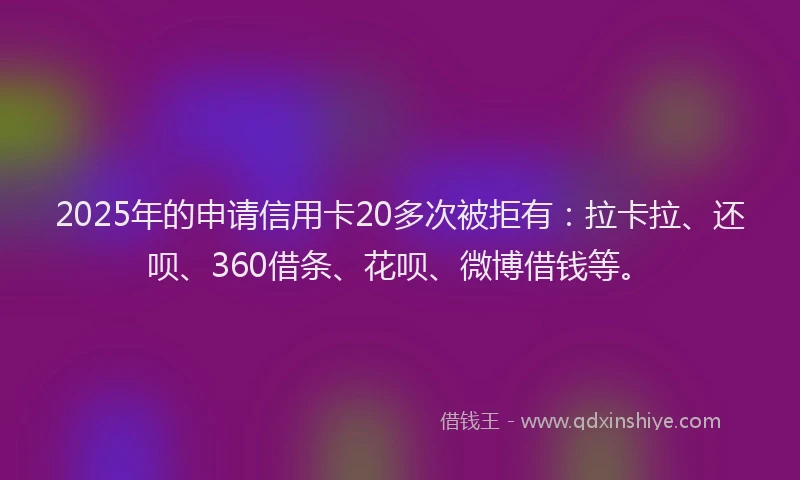 2025年的申请信用卡20多次被拒有：拉卡拉、还呗、360借条、花呗、微博借钱等。