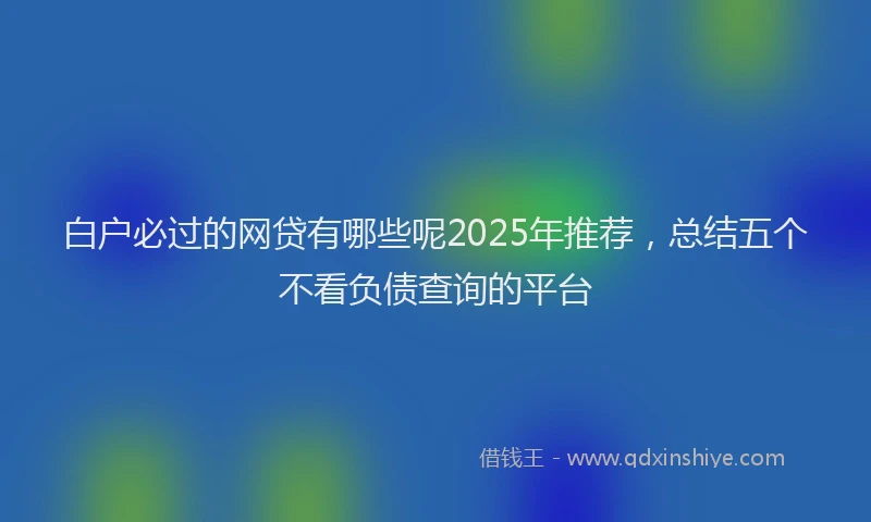 白户必过的网贷有哪些呢2025年推荐，总结五个不看负债查询的平台