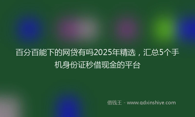百分百能下的网贷有吗2025年精选，汇总5个手机身份证秒借现金的平台