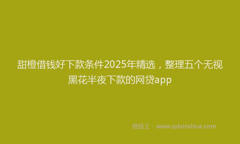 甜橙借钱好下款条件2025年精选，整理五个无视黑花半夜下款的网贷app