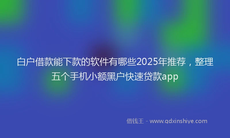 白户借款能下款的软件有哪些2025年推荐，整理五个手机小额黑户快速贷款app