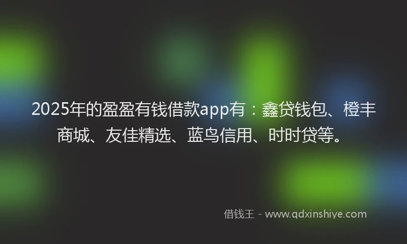 2025年的盈盈有钱借款app有：鑫贷钱包、橙丰商城、友佳精选、蓝鸟信用、时时贷等。