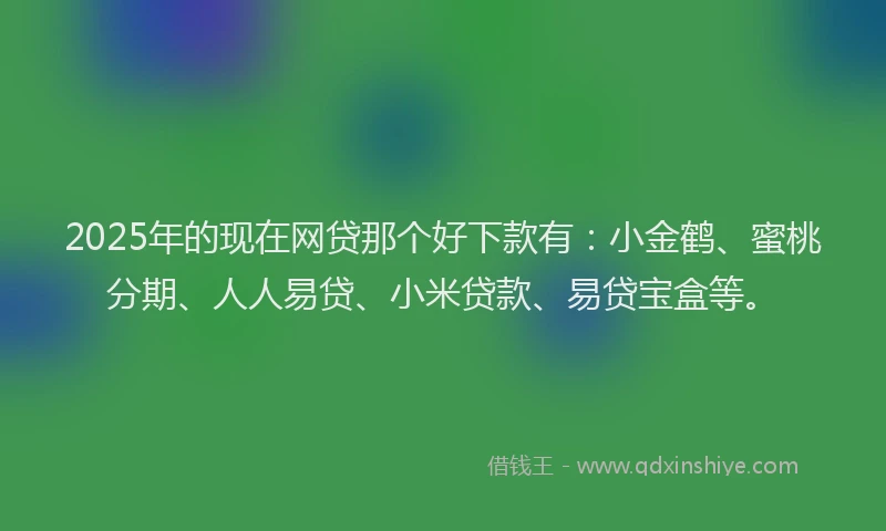 2025年的现在网贷那个好下款有：小金鹤、蜜桃分期、人人易贷、小米贷款、易贷宝盒等。
