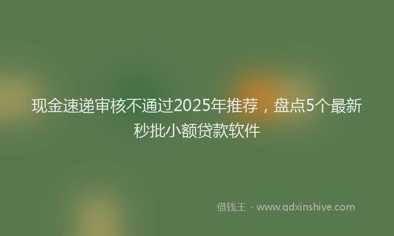 现金速递审核不通过2025年推荐，盘点5个最新秒批小额贷款软件