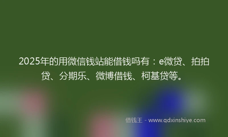 2025年的用微信钱站能借钱吗有：e微贷、拍拍贷、分期乐、微博借钱、柯基贷等。