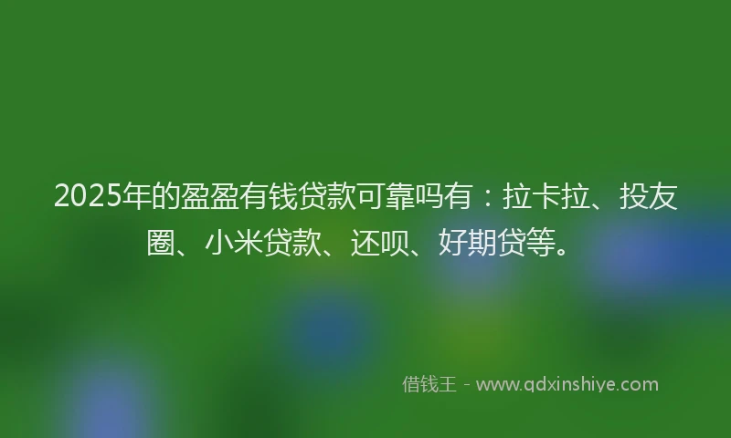 2025年的盈盈有钱贷款可靠吗有：拉卡拉、投友圈、小米贷款、还呗、好期贷等。