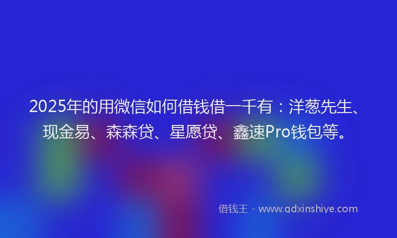 2025年的用微信如何借钱借一千有：洋葱先生、现金易、森森贷、星愿贷、鑫速Pro钱包等。