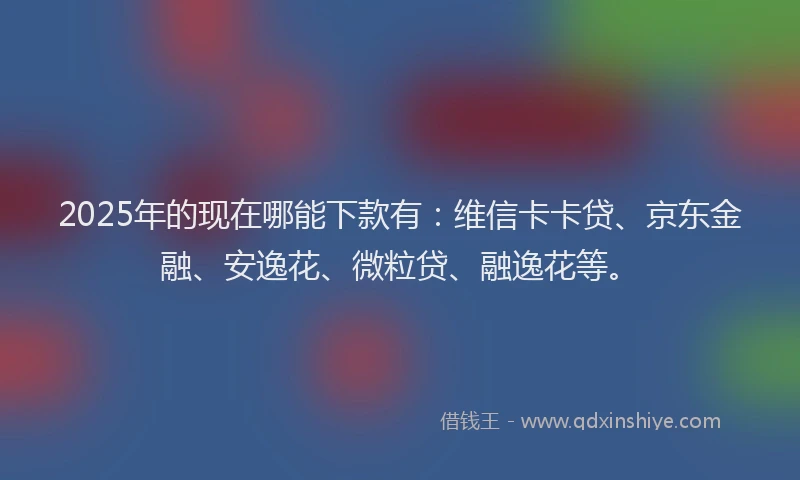 2025年的现在哪能下款有：维信卡卡贷、京东金融、安逸花、微粒贷、融逸花等。