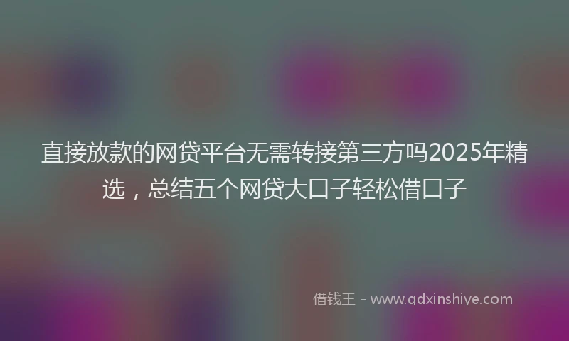 直接放款的网贷平台无需转接第三方吗2025年精选，总结五个网贷大口子轻松借口子