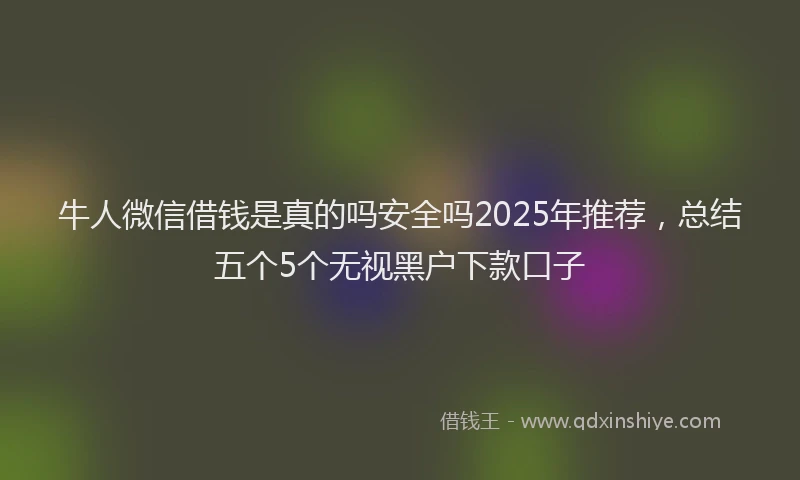牛人微信借钱是真的吗安全吗2025年推荐，总结五个5个无视黑户下款口子