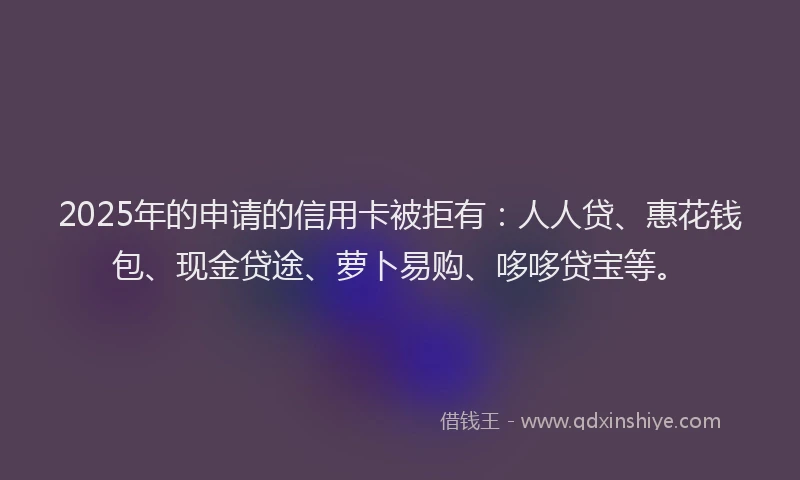 2025年的申请的信用卡被拒有：人人贷、惠花钱包、现金贷途、萝卜易购、哆哆贷宝等。