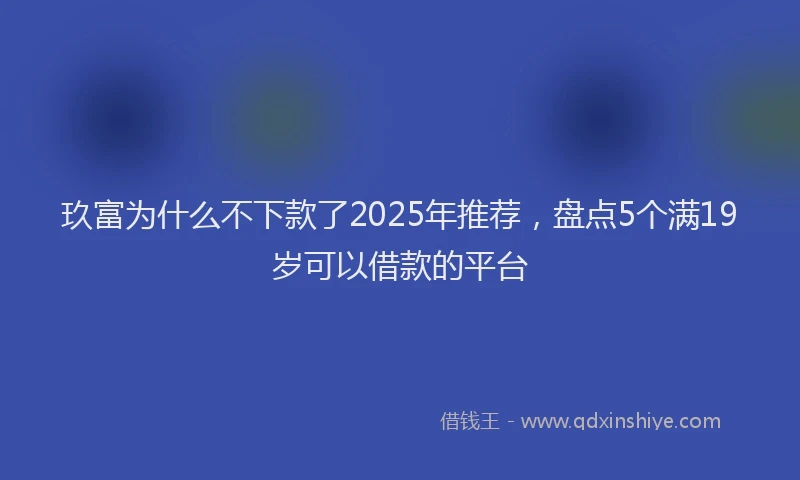 玖富为什么不下款了2025年推荐，盘点5个满19岁可以借款的平台