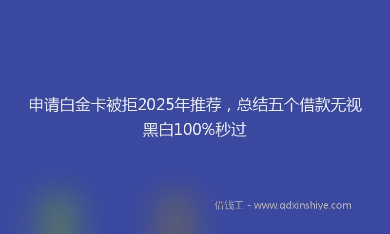 申请白金卡被拒2025年推荐，总结五个借款无视黑白100%秒过
