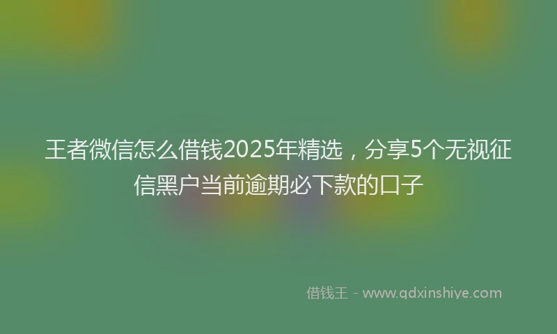 王者微信怎么借钱2025年精选，分享5个无视征信黑户当前逾期必下款的口子