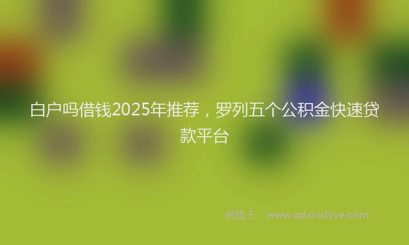 白户吗借钱2025年推荐，罗列五个公积金快速贷款平台
