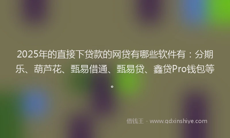 2025年的直接下贷款的网贷有哪些软件有：分期乐、葫芦花、甄易借通、甄易贷、鑫贷Pro钱包等。