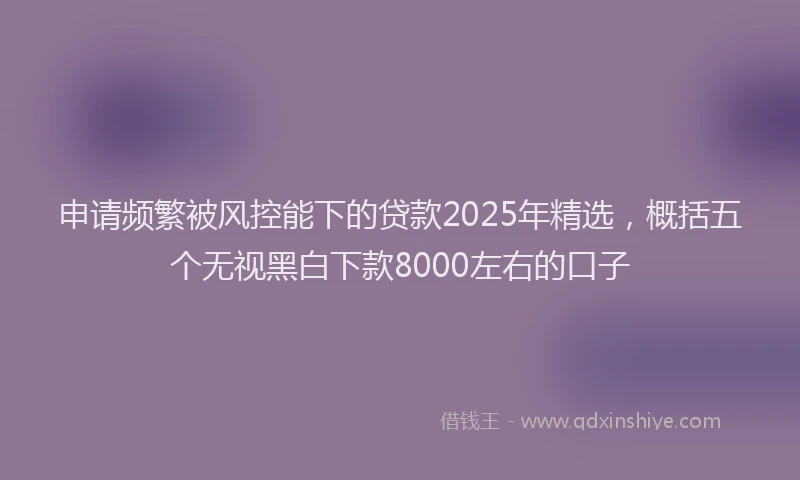 申请频繁被风控能下的贷款2025年精选，概括五个无视黑白下款8000左右的口子