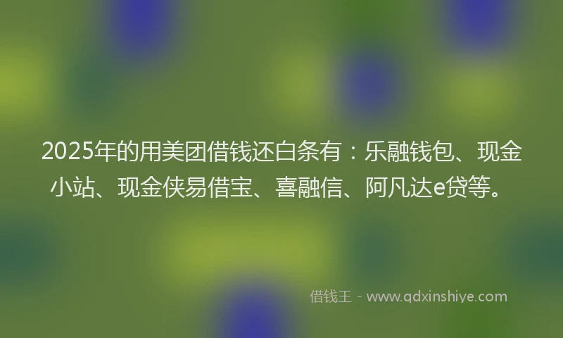 2025年的用美团借钱还白条有：乐融钱包、现金小站、现金侠易借宝、喜融信、阿凡达e贷等。