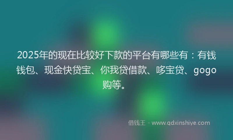 2025年的现在比较好下款的平台有哪些有：有钱钱包、现金快贷宝、你我贷借款、哆宝贷、gogo购等。