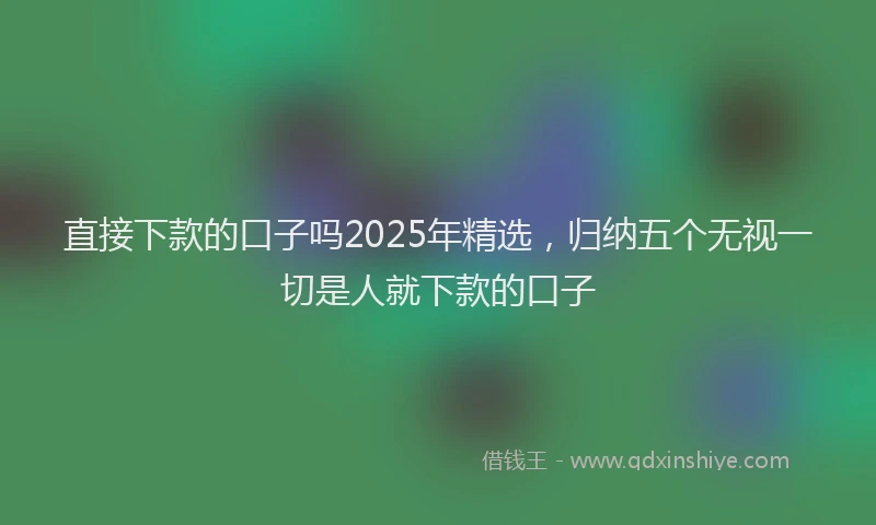 直接下款的口子吗2025年精选，归纳五个无视一切是人就下款的口子