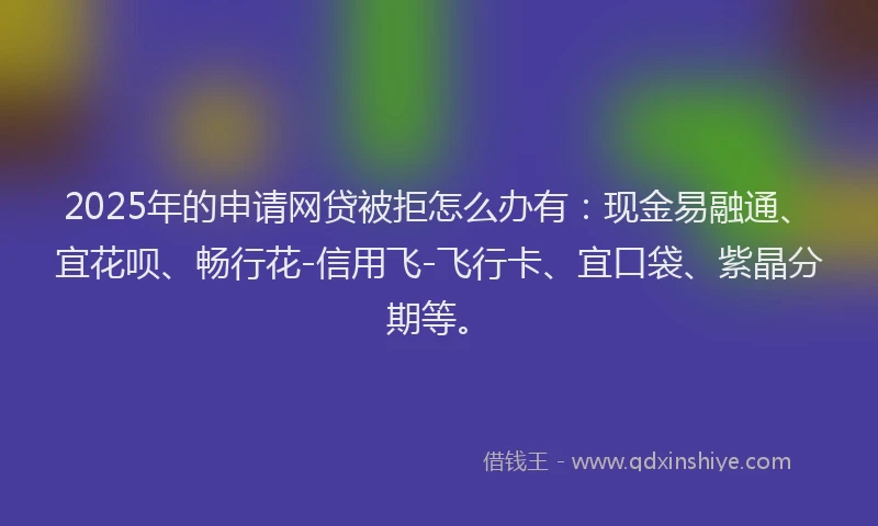 2025年的申请网贷被拒怎么办有：现金易融通、宜花呗、畅行花-信用飞-飞行卡、宜口袋、紫晶分期等。