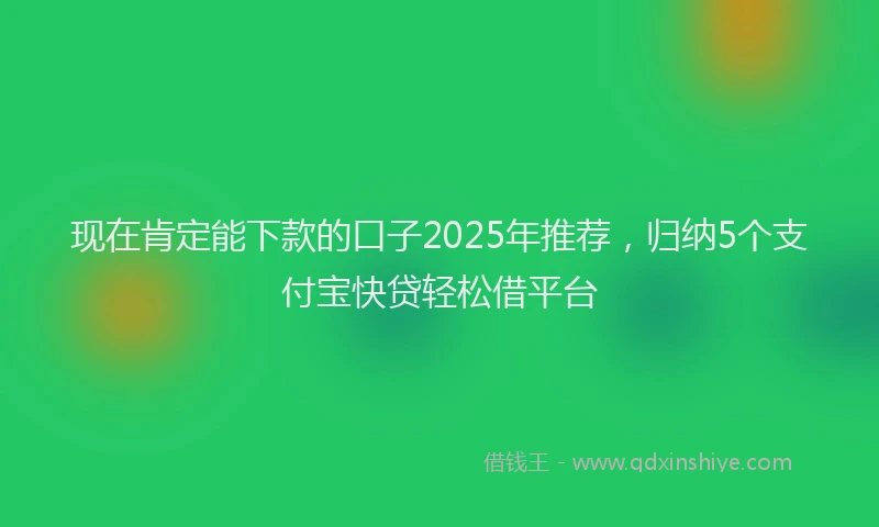 现在肯定能下款的口子2025年推荐，归纳5个支付宝快贷轻松借平台
