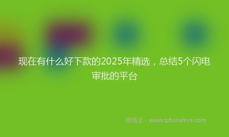 现在有什么好下款的2025年精选，总结5个闪电审批的平台