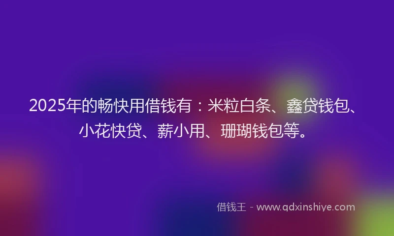 2025年的畅快用借钱有：米粒白条、鑫贷钱包、小花快贷、薪小用、珊瑚钱包等。