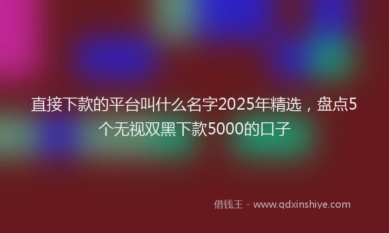 直接下款的平台叫什么名字2025年精选，盘点5个无视双黑下款5000的口子