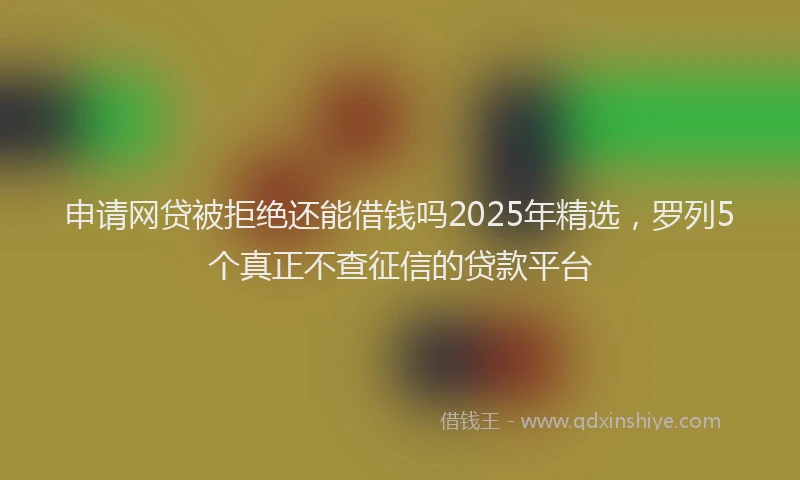 申请网贷被拒绝还能借钱吗2025年精选，罗列5个真正不查征信的贷款平台