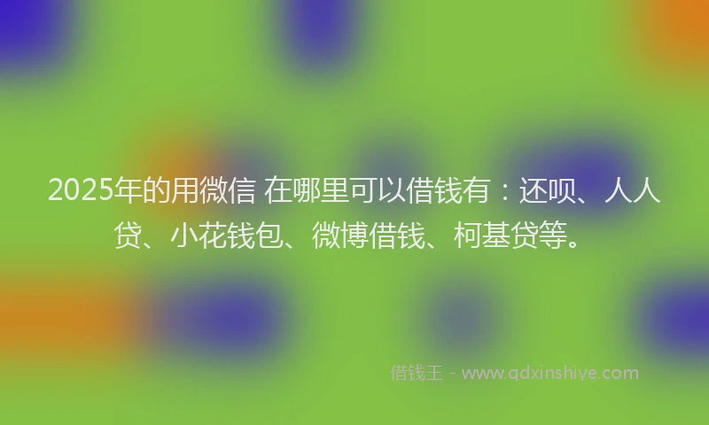 2025年的用微信 在哪里可以借钱有：还呗、人人贷、小花钱包、微博借钱、柯基贷等。