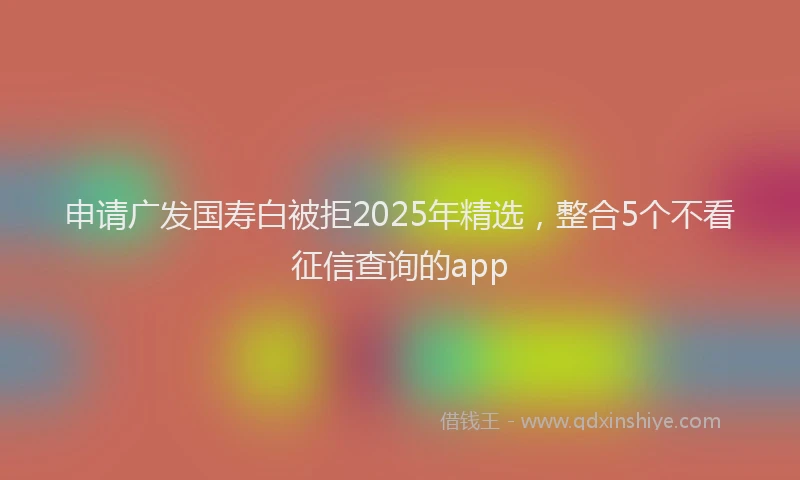 申请广发国寿白被拒2025年精选，整合5个不看征信查询的app
