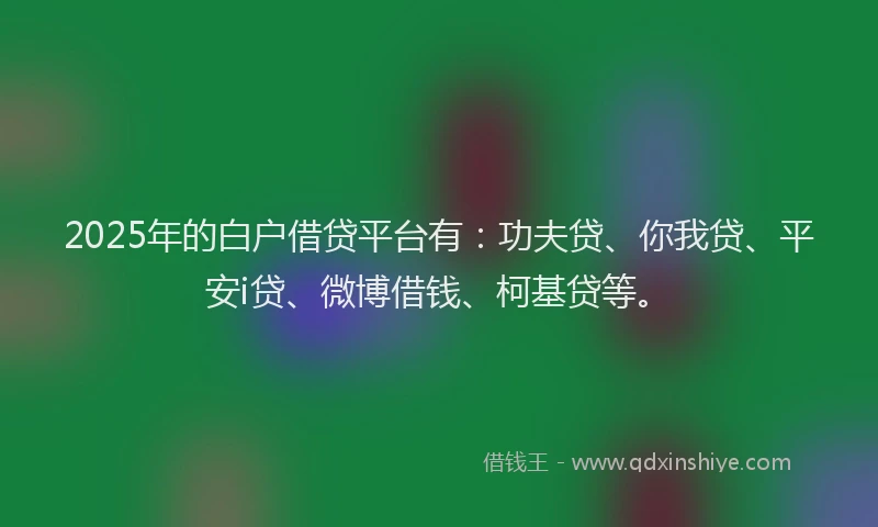 2025年的白户借贷平台有：功夫贷、你我贷、平安i贷、微博借钱、柯基贷等。
