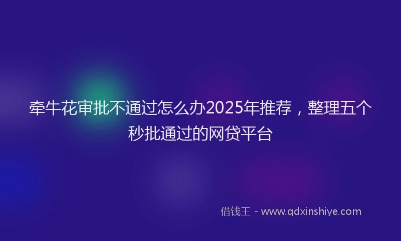 牵牛花审批不通过怎么办2025年推荐，整理五个秒批通过的网贷平台