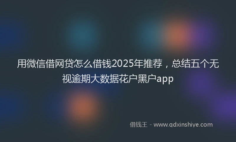 用微信借网贷怎么借钱2025年推荐，总结五个无视逾期大数据花户黑户app