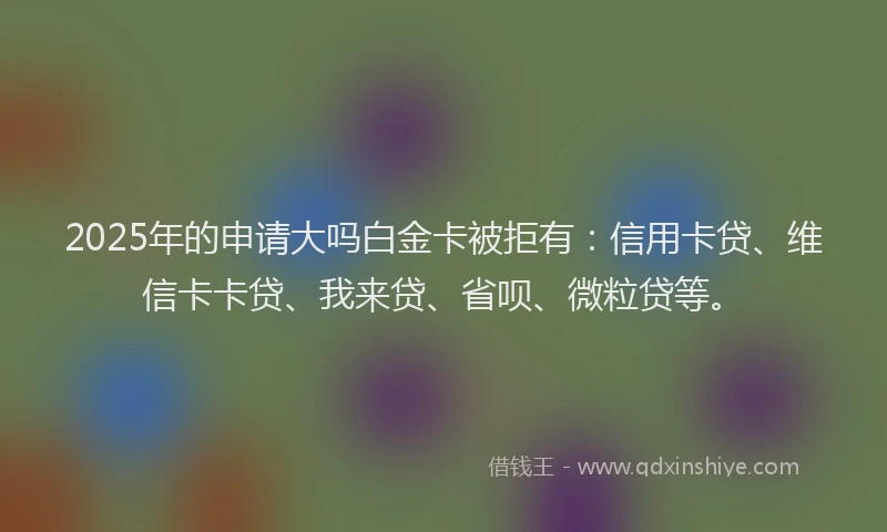 2025年的申请大吗白金卡被拒有：信用卡贷、维信卡卡贷、我来贷、省呗、微粒贷等。