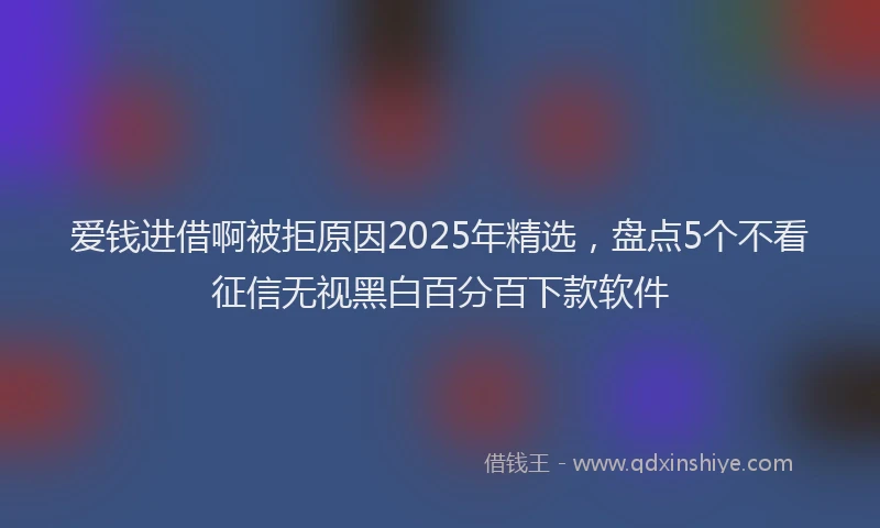 爱钱进借啊被拒原因2025年精选，盘点5个不看征信无视黑白百分百下款软件