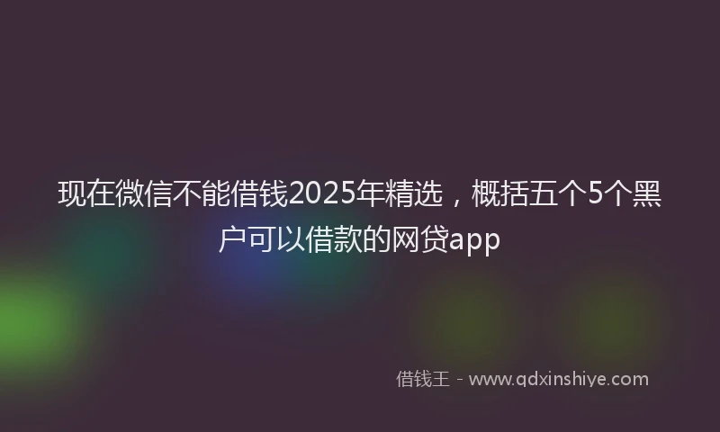 现在微信不能借钱2025年精选，概括五个5个黑户可以借款的网贷app
