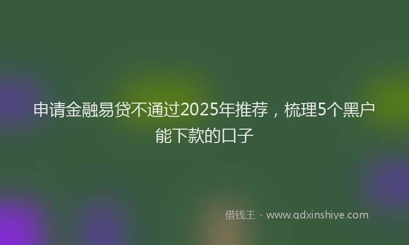 申请金融易贷不通过2025年推荐，梳理5个黑户能下款的口子