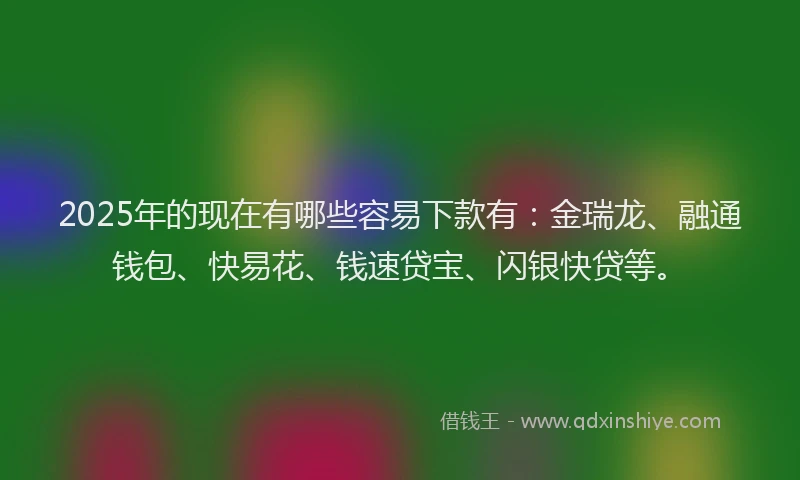 2025年的现在有哪些容易下款有：金瑞龙、融通钱包、快易花、钱速贷宝、闪银快贷等。