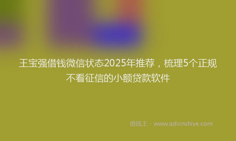 王宝强借钱微信状态2025年推荐，梳理5个正规不看征信的小额贷款软件