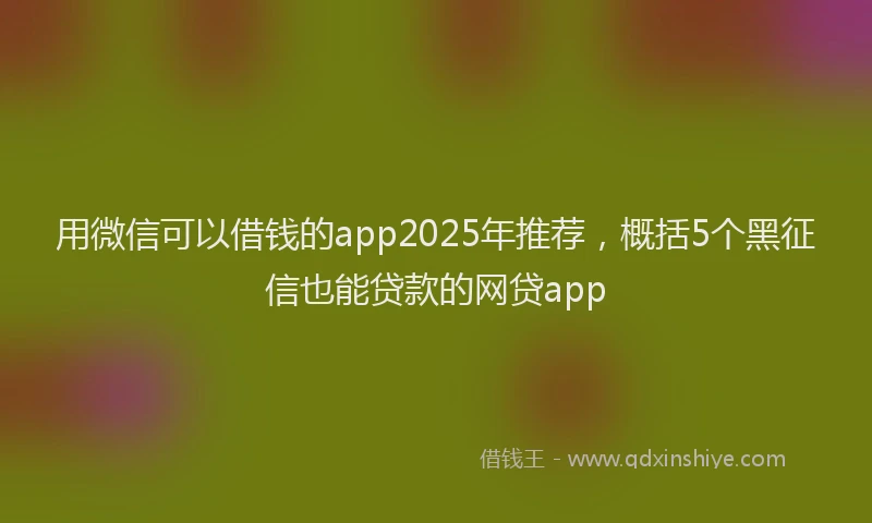用微信可以借钱的app2025年推荐，概括5个黑征信也能贷款的网贷app