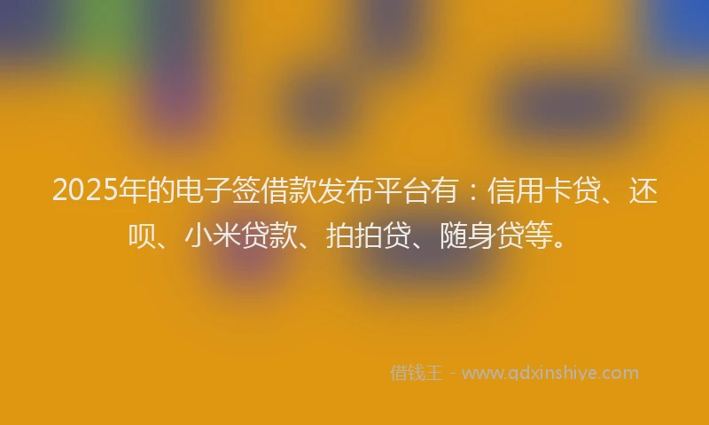2025年的电子签借款发布平台有：信用卡贷、还呗、小米贷款、拍拍贷、随身贷等。
