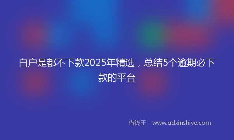 白户是都不下款2025年精选，总结5个逾期必下款的平台