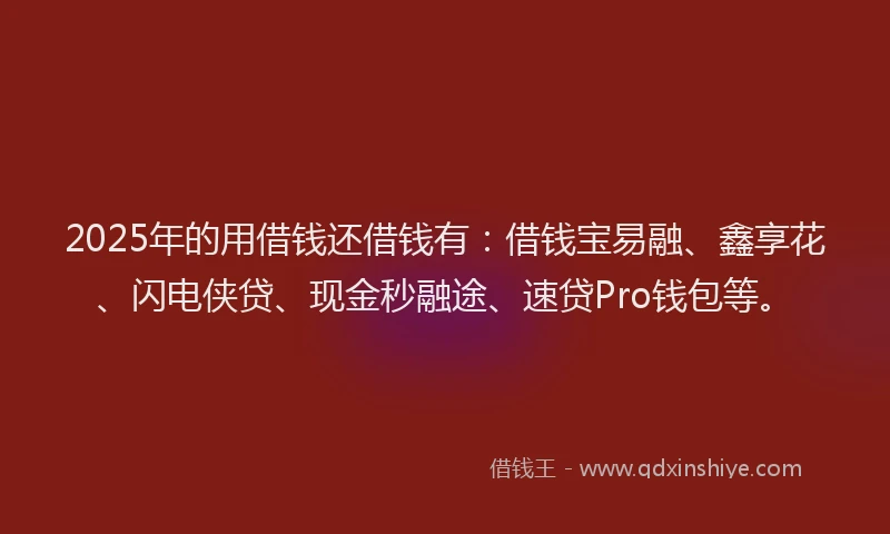 2025年的用借钱还借钱有：借钱宝易融、鑫享花、闪电侠贷、现金秒融途、速贷Pro钱包等。