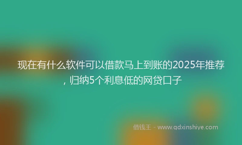 现在有什么软件可以借款马上到账的2025年推荐，归纳5个利息低的网贷口子