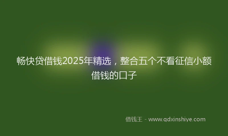畅快贷借钱2025年精选，整合五个不看征信小额借钱的口子